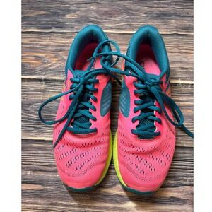 ASICS fuzeX Lyte Running Shoes Womens Size 7.5 Pink Teal Yellow Athletic T670N